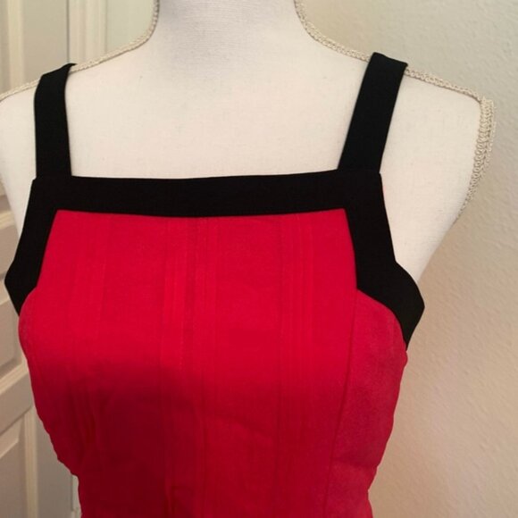 Pink & Black Sleeveless Mini Dress By Greylin With Square Neckline & Back Zipper - Picture 2 of 6